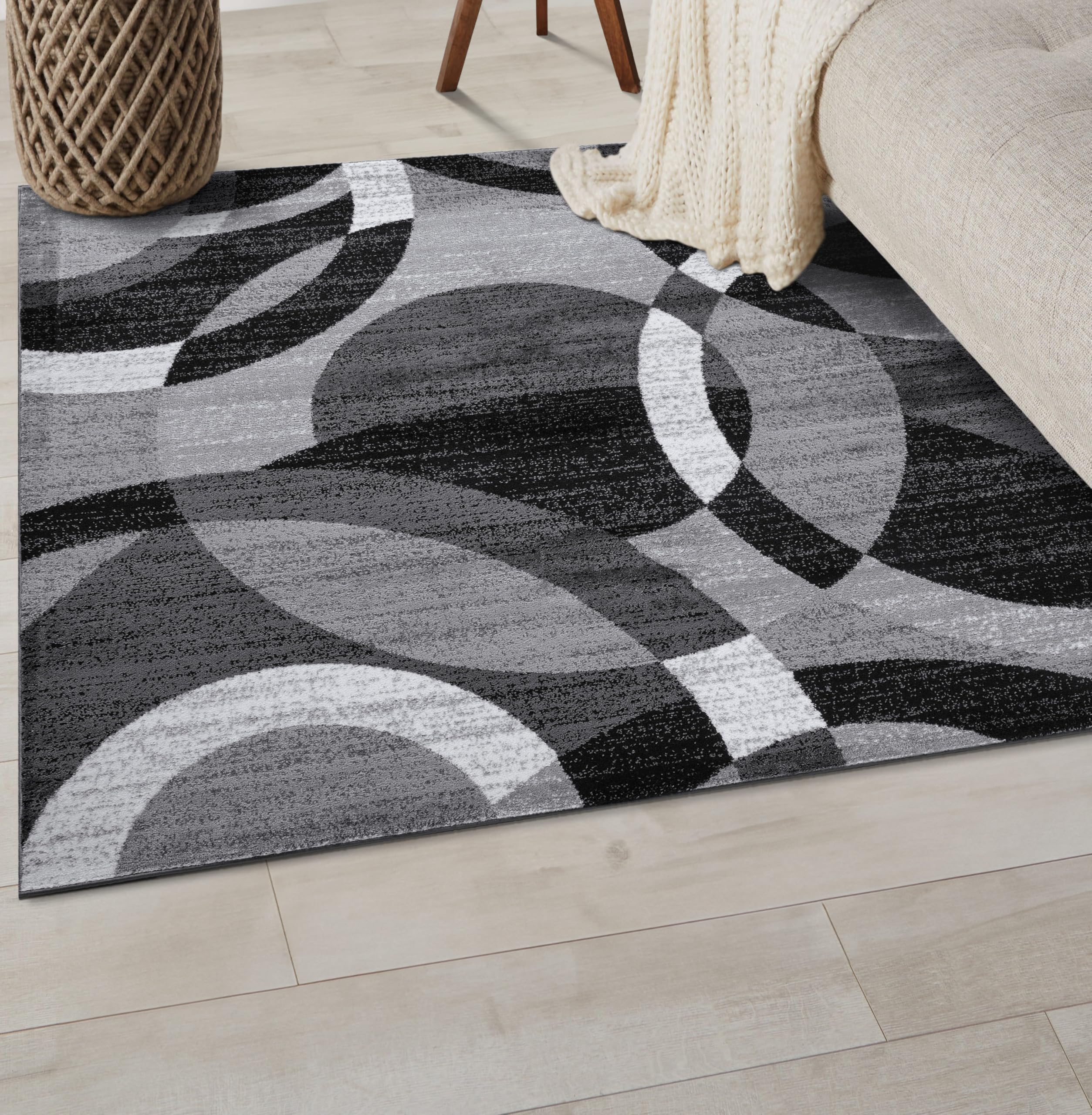 Rugshop Contemporary Abstract Circles Perfect for high Traffic Areas of Your Living Room,Bedroom,Home Office,Kitchen Area Rug 4' x 6' Gray Image Rugshop Contemporary Abstract Circles Perfect for high Traffic Areas of Your Living Room,Bedroom,Home Office,Kitchen Area Rug 4' x 6' Gray Image