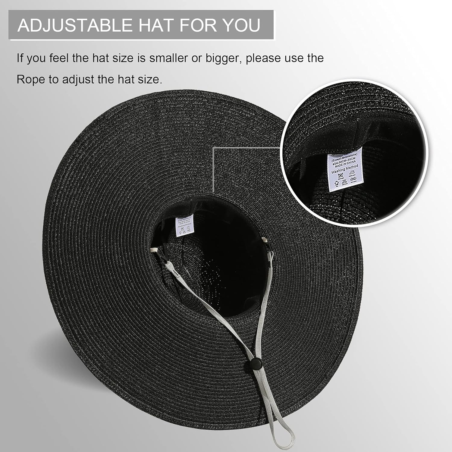 Lanzom Womens Wide Brim Straw Hat Big Floppy Foldable Roll up Cap Beach Sun Hat UPF 50+ (Style B-Black) at  Women’s Clothing store