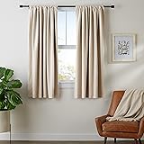 AmazonBasics Room Darkening Blackout Window Panel Curtains - Pack of 2, 52 x 63 Inch, Beige