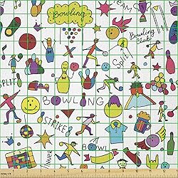 Ambesonne Bowling Fabric by The Yard, Cartoon Style