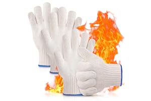 KETAR 2 Pairs Heat Resistant Gloves for Grilling - 9.5 Inch Durable Aramid Oven Gloves with Fingers - Full Hand Protection, Functionality, Easy to Use, Multipurpose for Baking, Roasting, Frying, and More