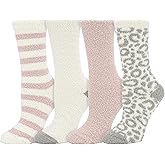 BEARPAW 4 Pair Pack Cozy Super Soft Lounge Socks Multi Pattern Crew Socks