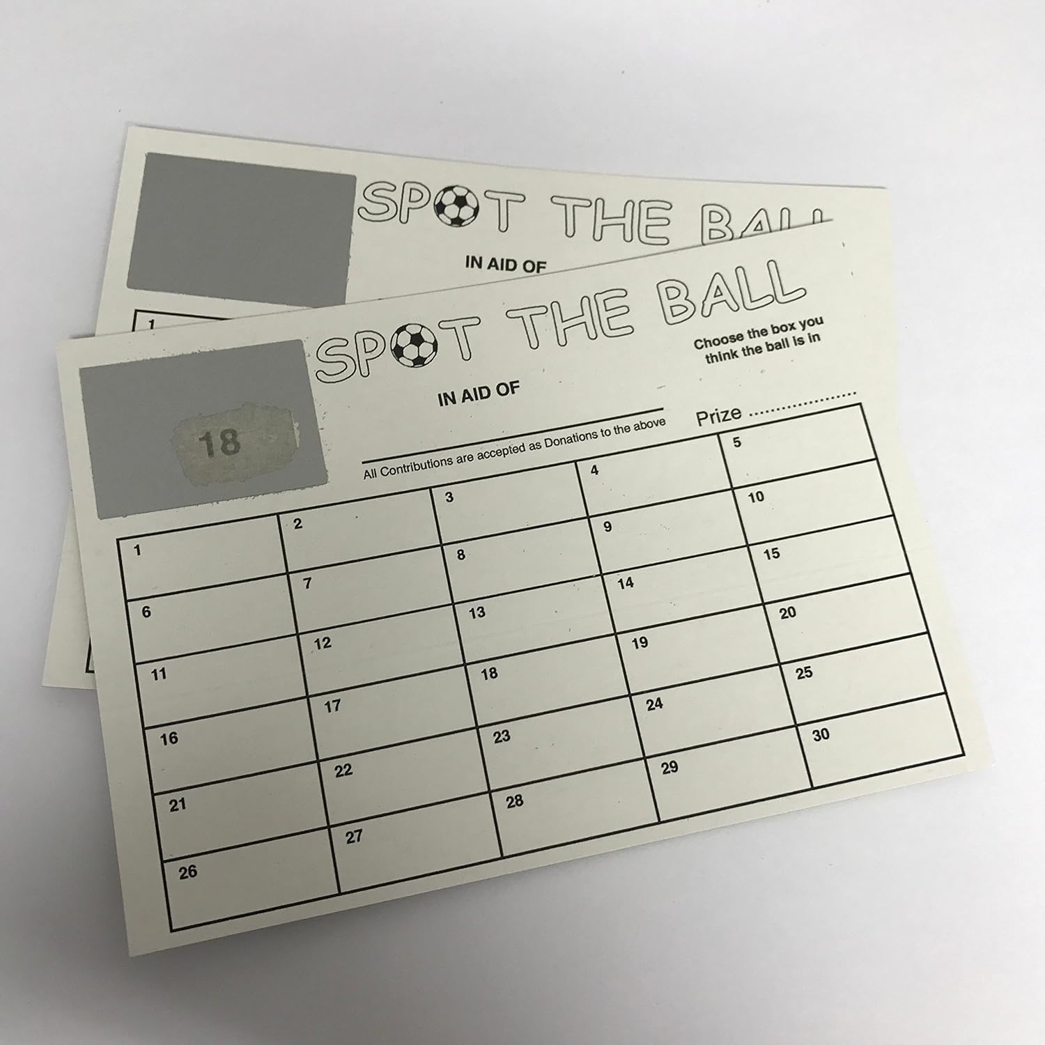 Spot The Ball Cards 130 Numbers Fundraising Card 25 Pack White
