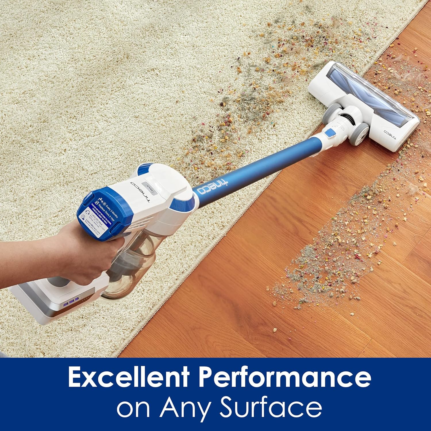 Tineco A10 Hero Cordless Stick/Handheld Vacuum Cleaner with Wall Mount, Super Lightweight with Powerful Suction for Carpet, Hard Floor & Pet - Space Blue -