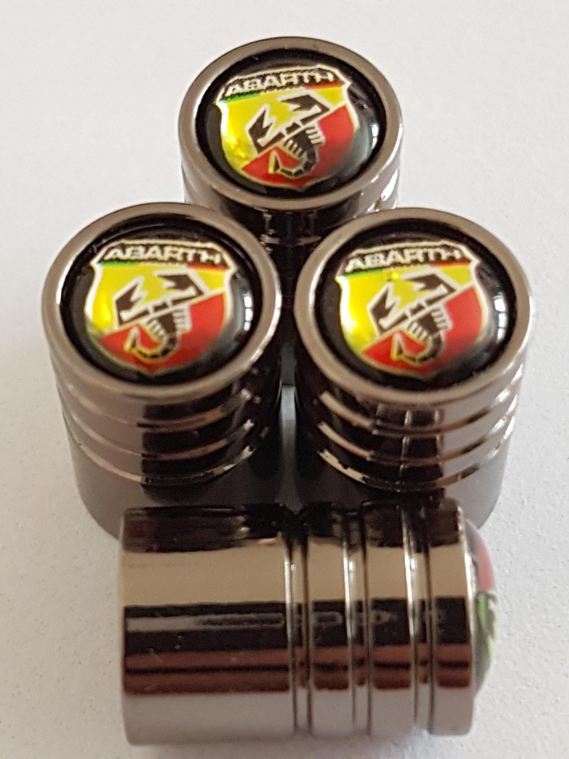 Black top Titanium Grey Deluxe Car Tyre Dust Valve caps set of Four boxed All Models 124 Spider 595 500