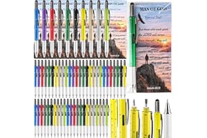 Spaluck 60 Set Multitool Pen Set with Bible Verse Bookmarks and OPP Bags Men of God Gifts Bulk for Church Men Holidays Christ