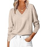 ANRABESS Sweaters for Women Long Sleeve V Neck Shirts Business Casual Work Blouses 2025 Fall Loose Knit Pullover Sweater Tops