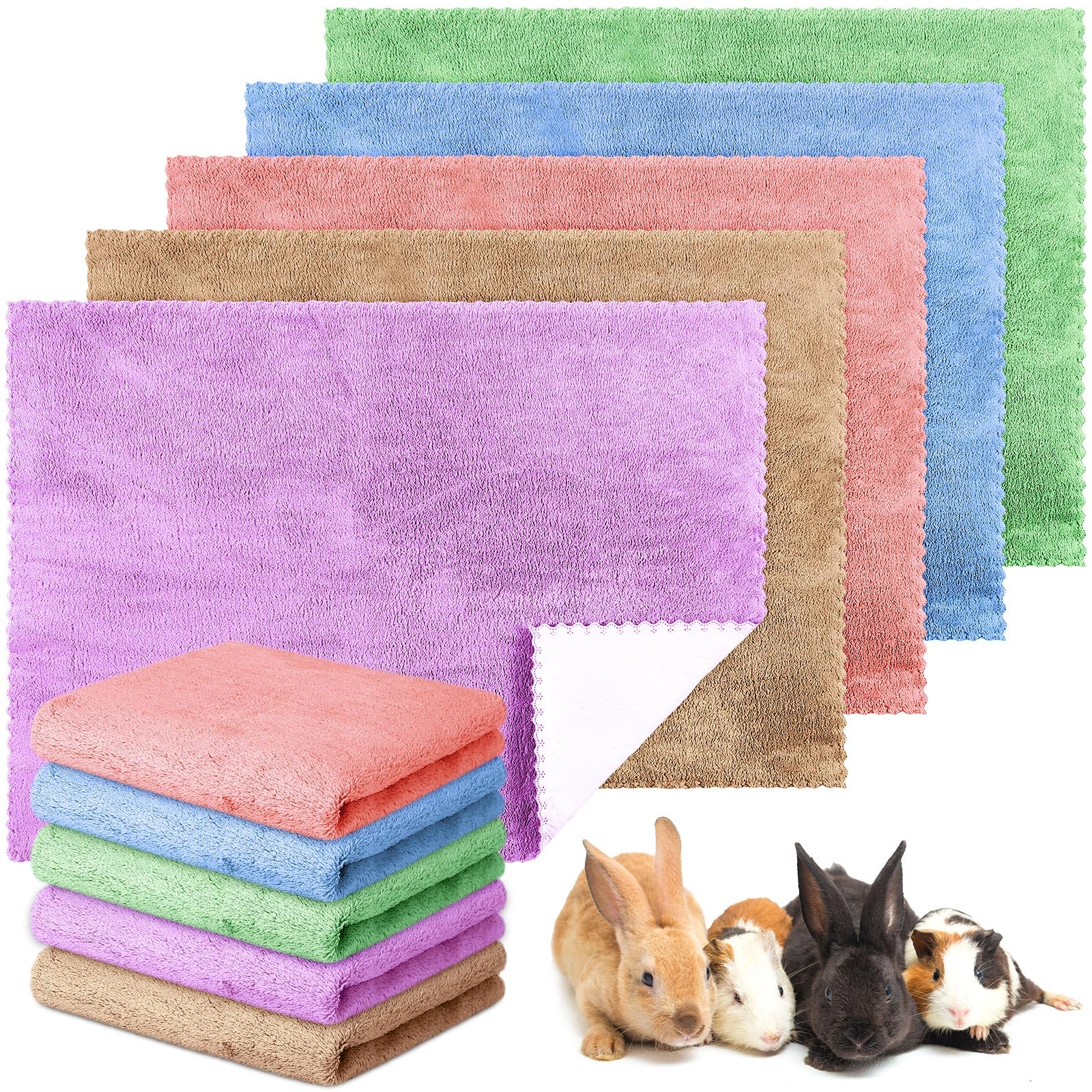 Panelee 10 Pcs Waterproof Guinea Pig Blankets Washable Small Animal Pee Pad Pet Blanket Sleep Bedding Mats Absorbent Guinea Pig Cage Liner Reusable Pet Sleep Mat Pad Cover (Multicolor, 18 x 24 Inch) — image 1