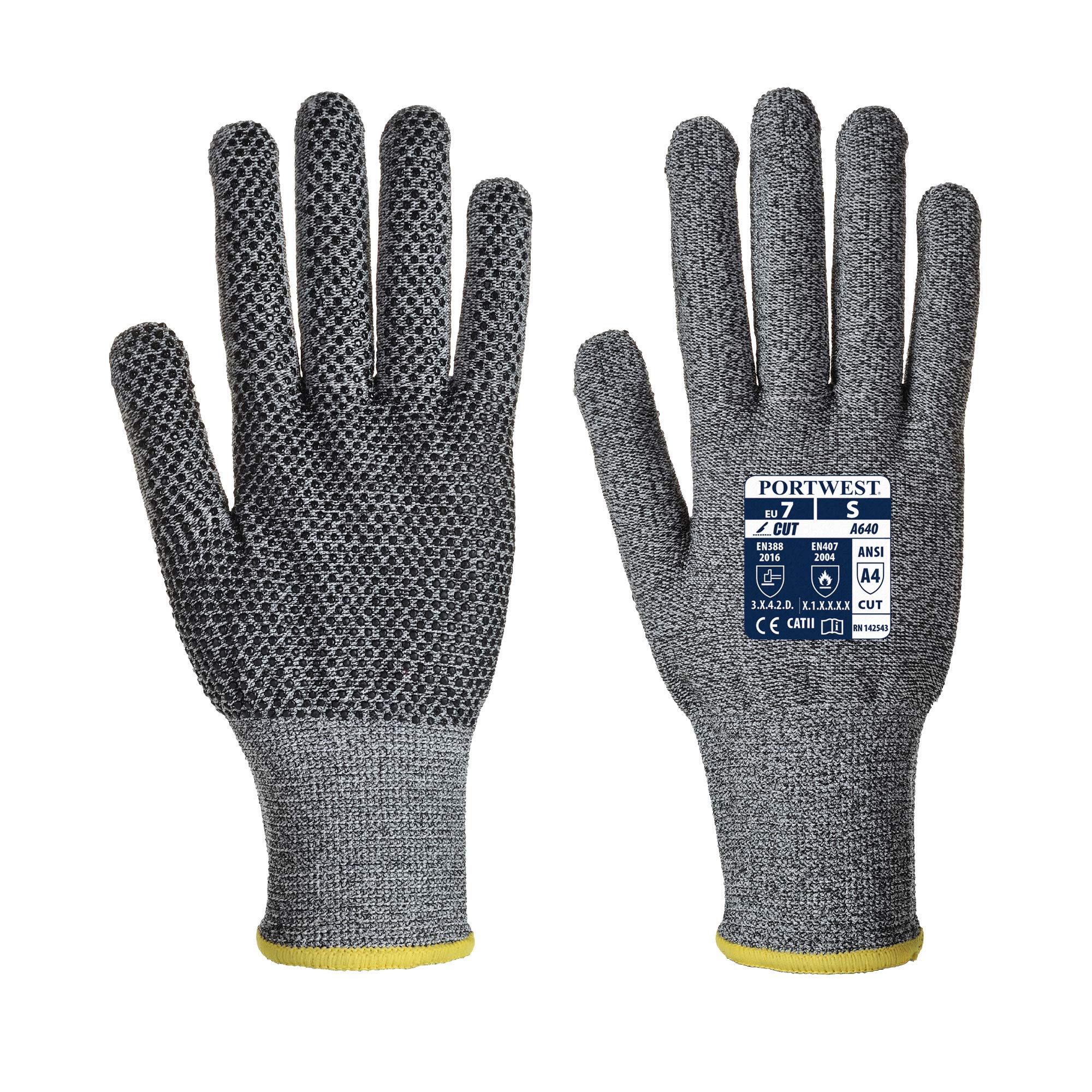 Portwest A640 Cut Resistant Sabre-Dot Glove Grey, Medium