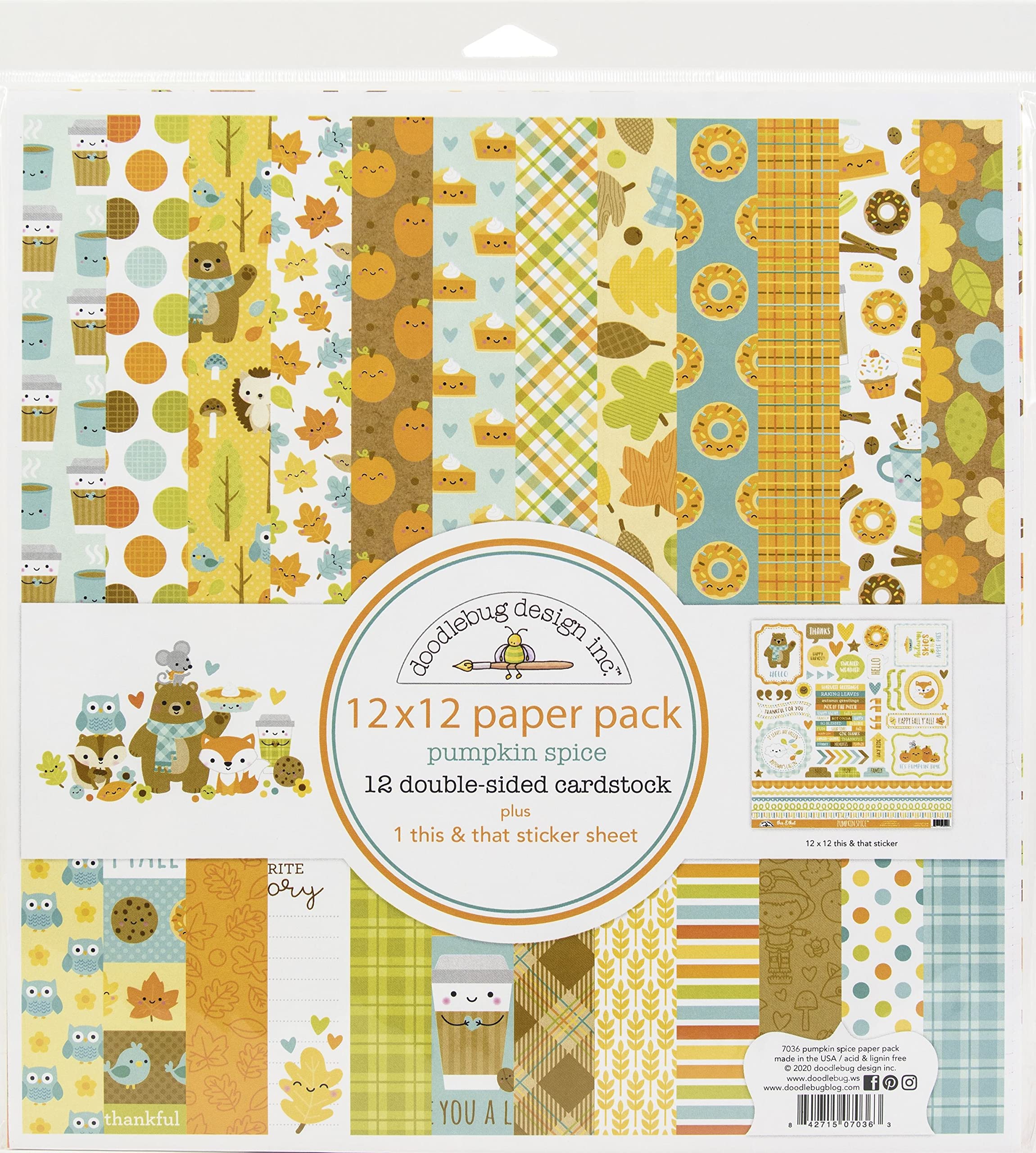 Doodlebug Double-Sided Paper Pack 12"X12" 12/Pkg-Pumpkin Spice