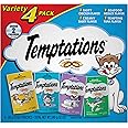 TEMPTATIONS Classic Crunchy and Soft Cat Treats Feline Favorite Variety Pack, (4) 3 oz. Pouches