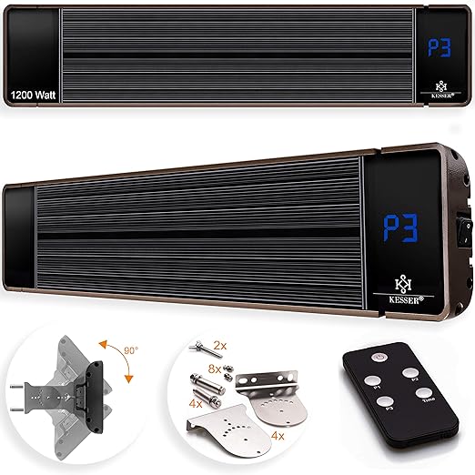 Kesser Dunkelheizstrahler 1200w Mit Fernbedienung Infrarot Heizstrahler Wand Heizstrahler Schwarzstrahler Quarzstrahler Terrassenstrahler Balkonheizer Amazon De Baumarkt
