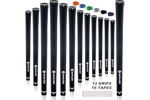 SAPLIZE CC02 Rubber Golf Grips, Options of Upgrade kit(13 grips with 15 Tapes) or Deluxe Kit(13 grips with Solvent kit) 6 Pure Colors Available, Standard/Midsize Anti-slip Rubber Golf Club Grips