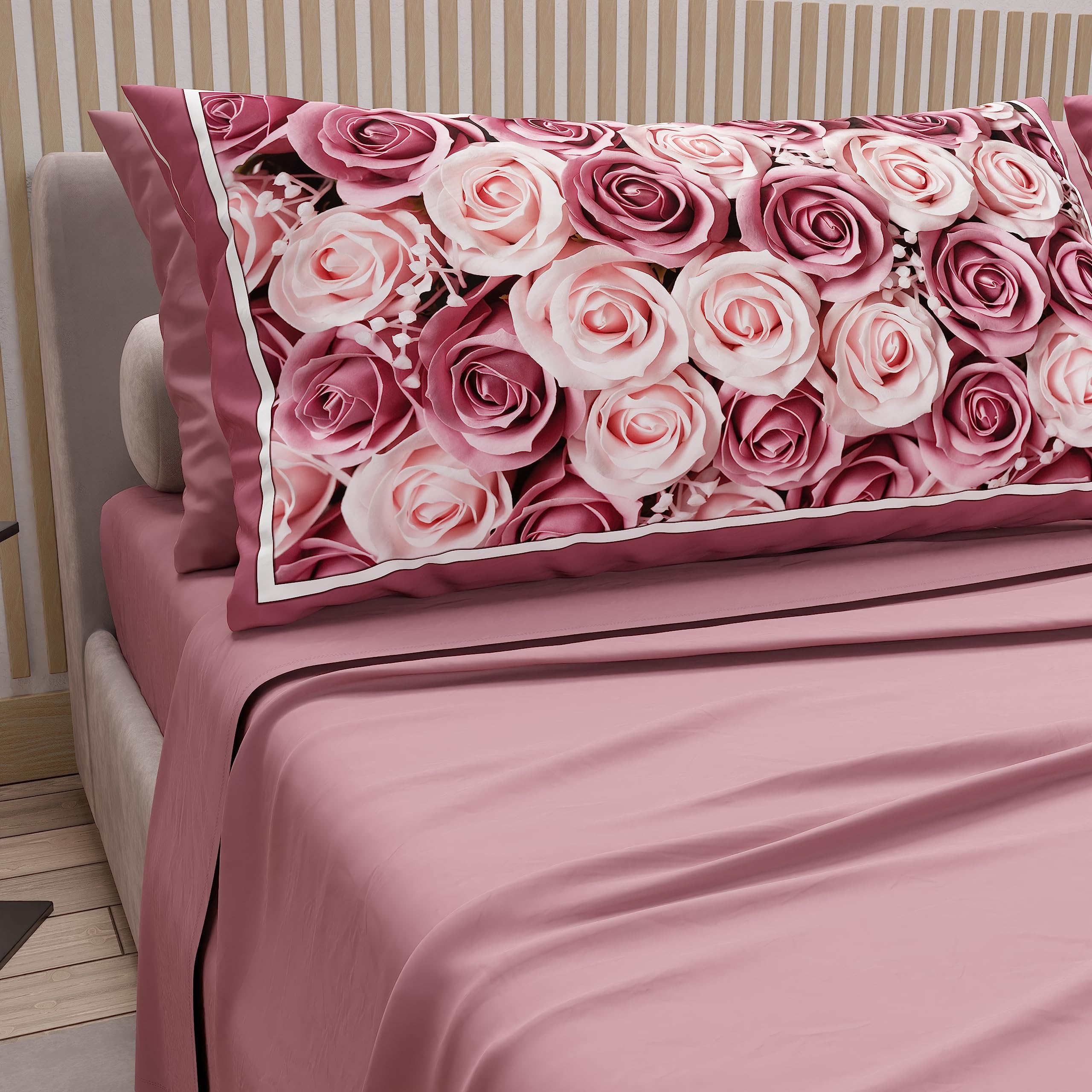 PETTI Artigiani Italiani - Cotton Sheets with Pillowcases in Digital Print, for Single Bed, Complete Top and Bottom Sheet with Corners, Powder, 100% Made in Italy — image 1