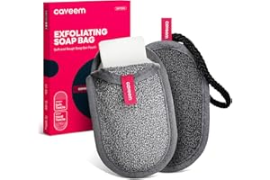 CAVEEM Soap Saver Bag, Rough and Soft Exfoliation Soap Pouch for Bar Soap, Soap Mesh Pocket Bar Holder for Washing Body, Soap Sack Sponge Bag for Shower Bath (2 Pack)