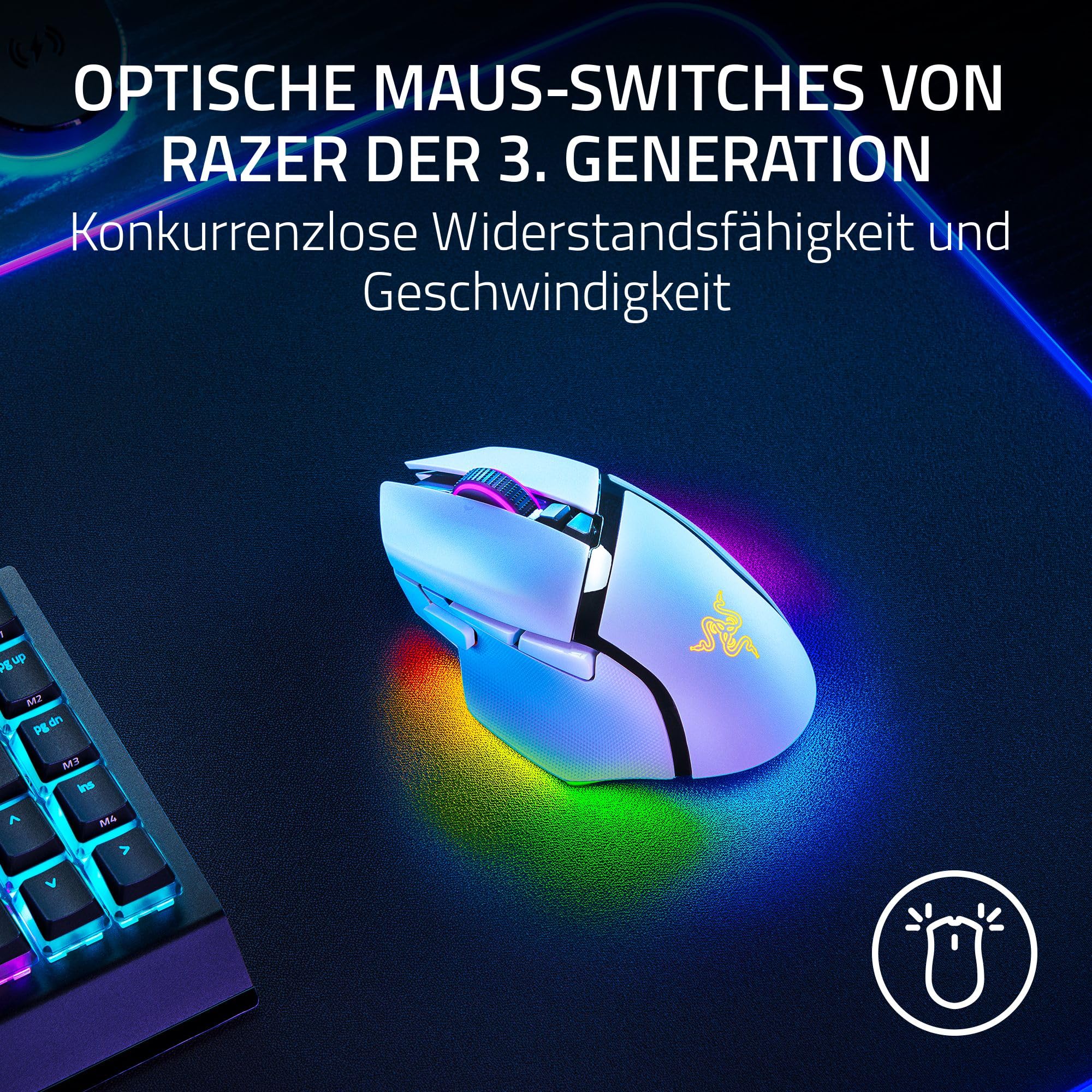 Razer Basilisk V3 Pro - Anpassbare kabellose Gaming-Maus HyperScroll Tilt Wheel - Focus Pro 30K Optischer Sensor - 13-Zonen Chroma-Beleuchtung - 10+1 Programmierbare Tasten - PC/Mac | Weiß 8