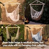 VonHaus Hanging Chair Outdoor with Attachments Blue White Stripe 1 Seater view 8