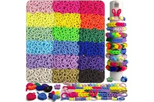 UCDRMA 1800PCS Soft Cloth Loom Bands Refill for Bracelet, Loop Bracelet Making Kit in 18 Rainbow Colors Weaving Loom Refill Loops Pack, Elastic Band Bracelet Kit Can Make 70+ Friendship Bracelets