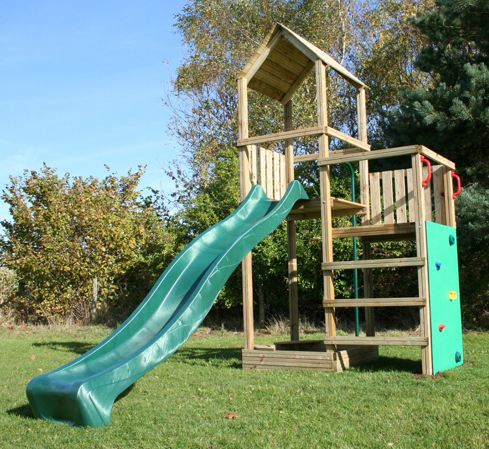 Garden Games Childrens Heavy Duty Green Wavy Slide 3 Metres Long for 1.