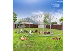 MODCART Metal Chicken Coop 9.8'L x 26'W x 6.4'H Chicken Runs for Yard with Cover Chicken Play Pen Enclosure Duck CoopCage for Outdoor Backyard Farm Rabbit Small Animal Poultry