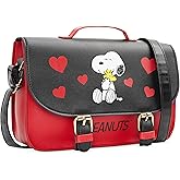 Peanuts Snoopy Crossbody Bag Girls Purse for Kids Teens Women Fashion Shoulder Bag (Red/Black, 9.84x6.89x2.77inch)