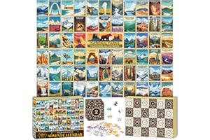 DRCURN National Park Puzzle Advent Calendar 2025 Adults Teen, 1008 Pieces Coutdown to Christmas Calendar with 63 Travel Poster Landscape Jigsaw Puzzle Xmas Surprise Gifts for Family Friends