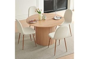somedream Dining Table Set for 4, Mid Century Modern 47 Inch Wooden Round Dining Table Set, Space Saving (Table + 4 White Chairs)
