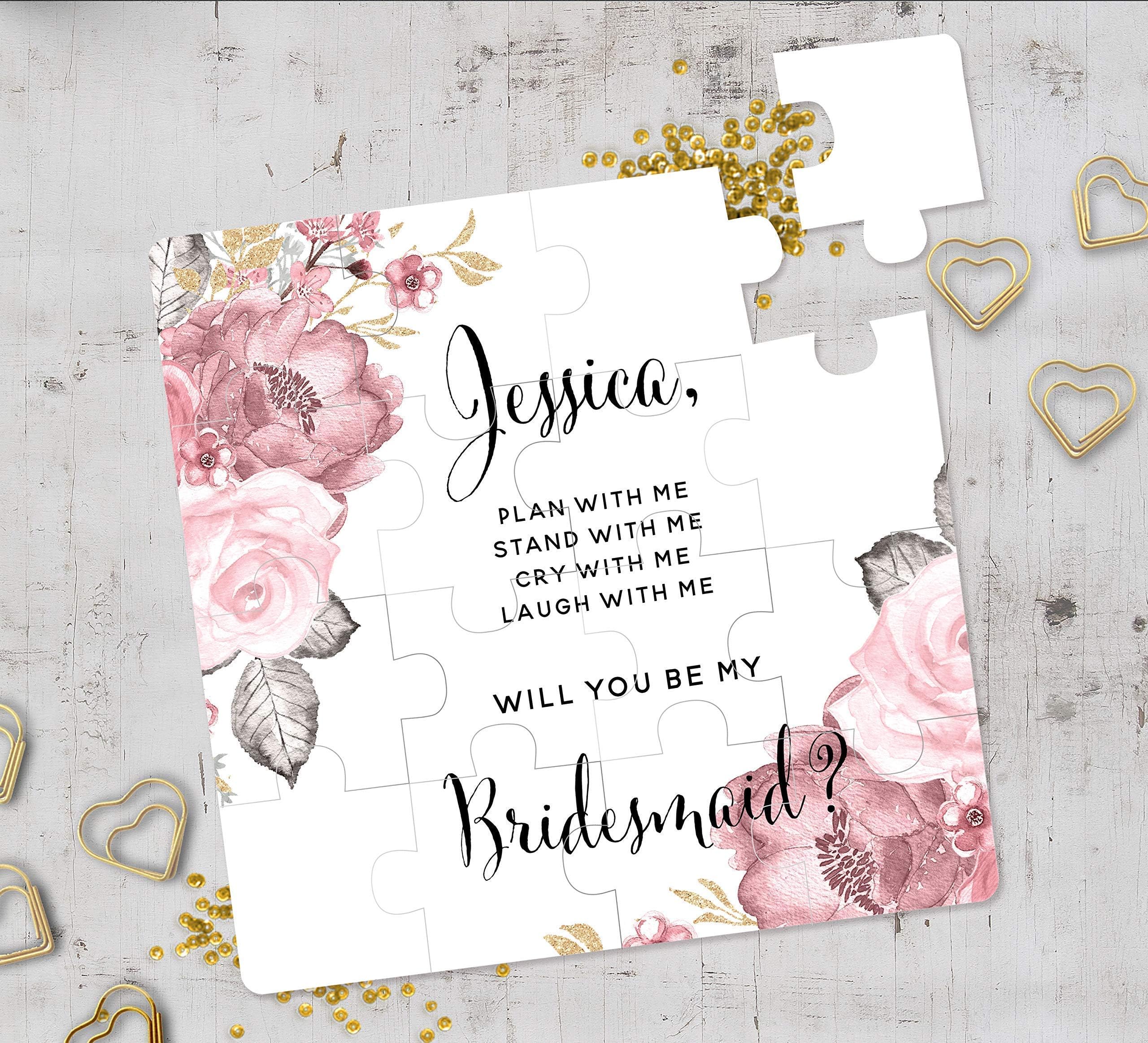 Floral Bridesmaid Proposal Puzzle, Will You Be My Bridesmaid Puzzle, Bridesmaid Gift, Flower Girl Cute Gift, Maid of Honor Gift Puzzle