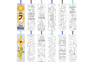 X1ZUUE 75Pcs He is Risen Color Your Own Bookmarks Easter Bunny DIY Coloring Blank Bookmark Jesus Resurrection Classroom Art Craft Supplies for Teachers Students Spring Party Religious Reward Goodie Fillers