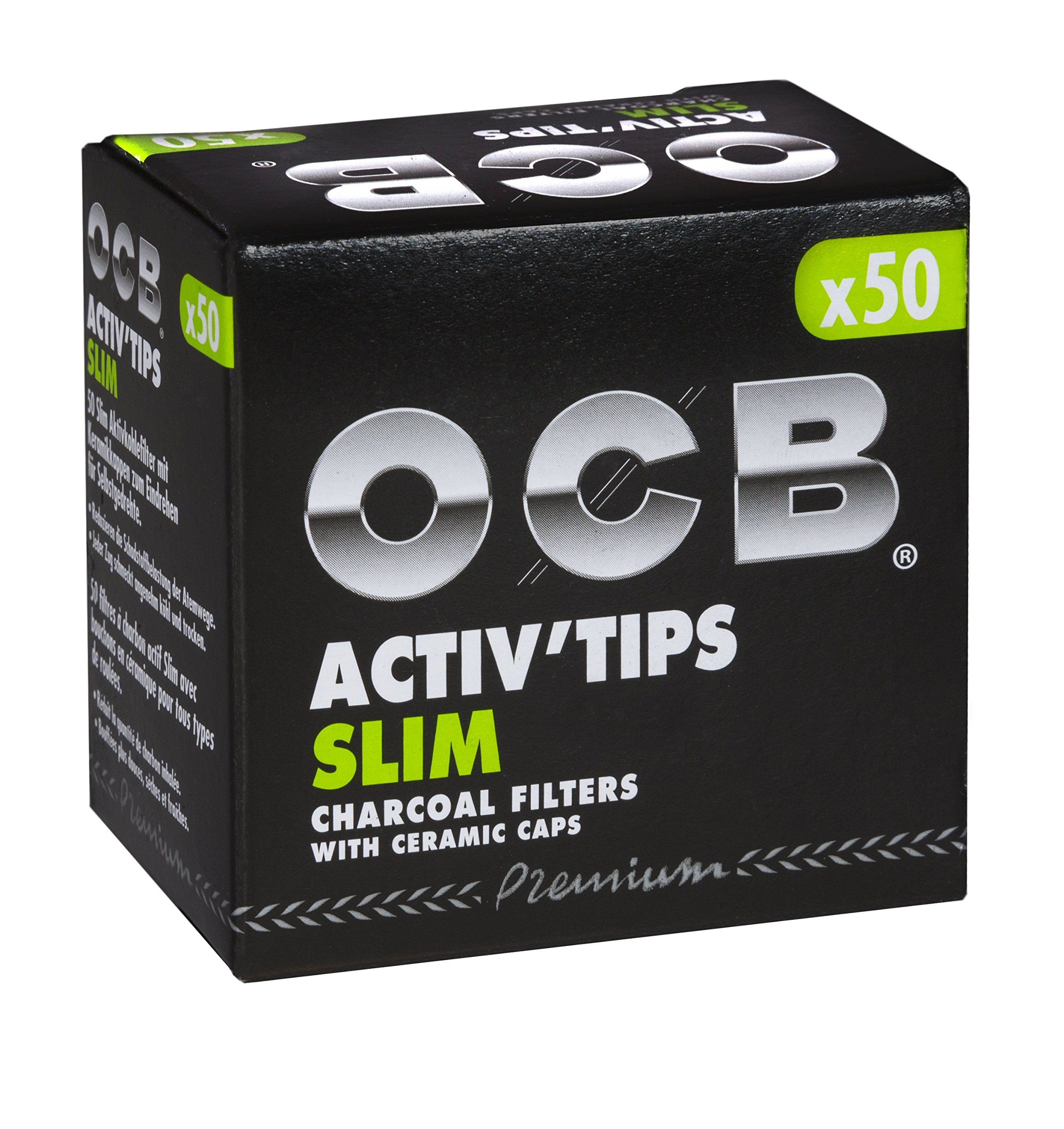 OCB ActivTips Slim 7 mm Activated Carbon Filter with Ceramic Caps 2 x 50 Pieces