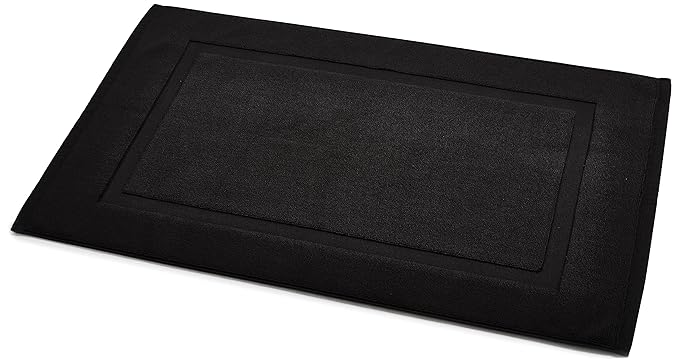 AmazonBasics Badvorleger mit rechteckiger Bordüre, Schwarz, 100% Baumwolle (1.200 g/m²), 51 x 79 cm