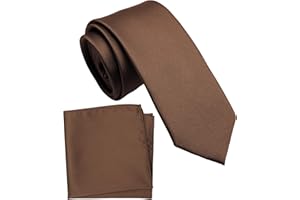 ZENXUS Boy's Solid Tie with Pocket Square Set, Regular Necktie for Children and Kids, Self-Tied