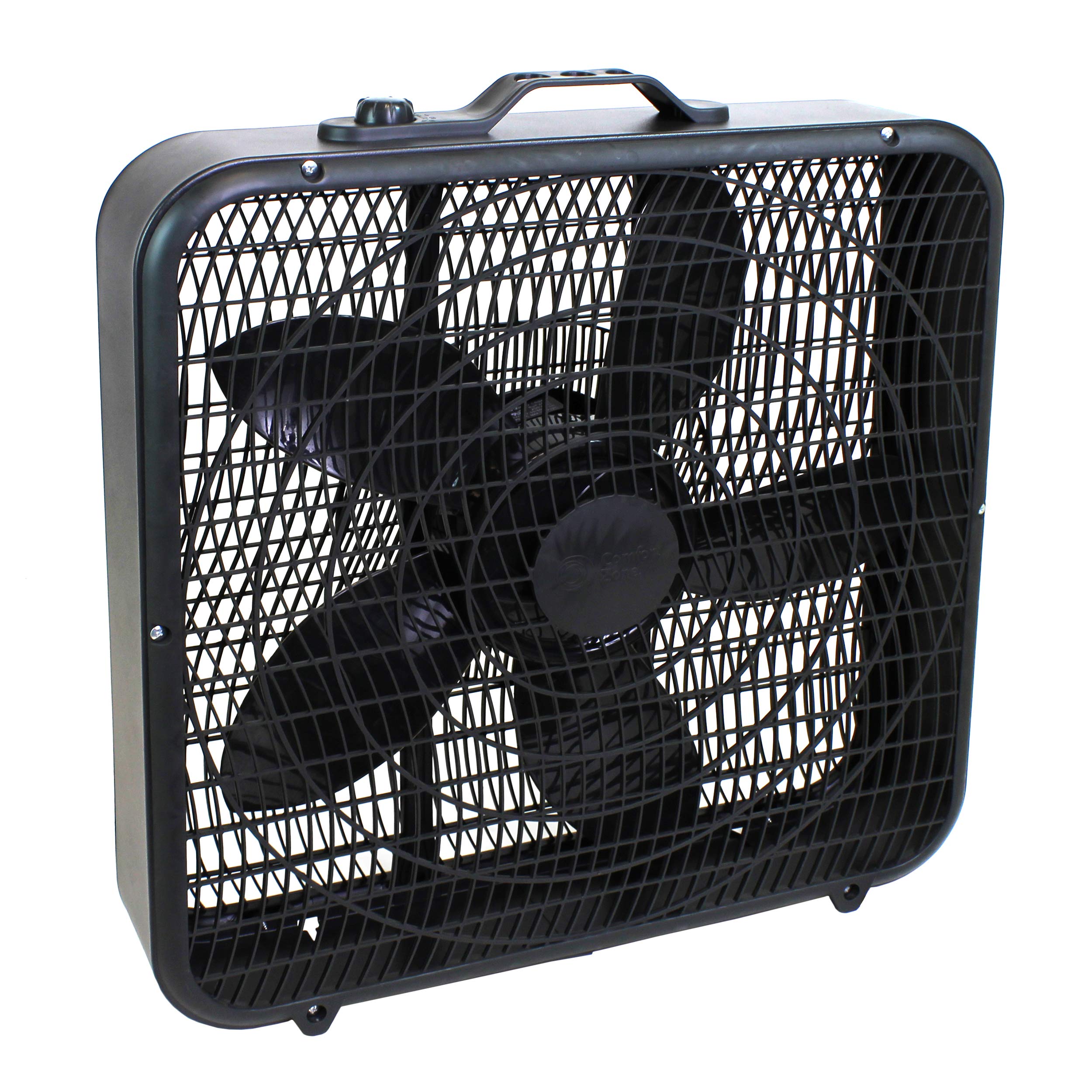 Comfort Zone CZ200ABK 20" 3-Speed Box Fan for Full-Force Air Circulation with Air Conditioner, Black