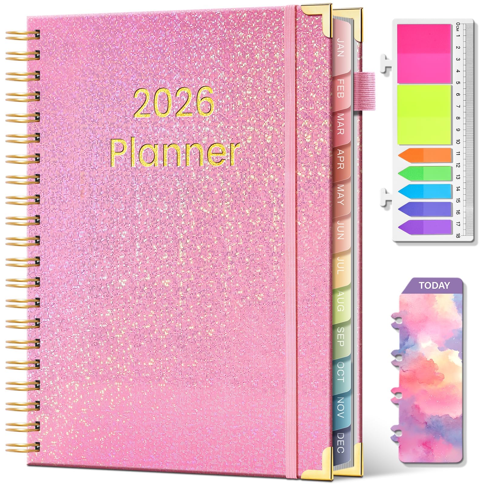 Photo 1 of 2026 Planner Hardcover Weekly & Monthly Calendar Planner for Women Jan 2026 - Dec 2026 8.5" x 11" Daily Agenda Book with Tabs Spiral Bound Inner Pocket Perfect for School Office