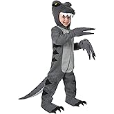 Toddler Woolly T-Rex Costume - Hooded Jumpsuit with Mitts, Shoe Covers, and Tail