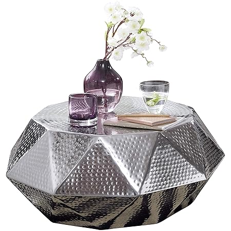 Wohnling Diamant Couchtisch Aluminium Silbern 73x28,5x73 cm