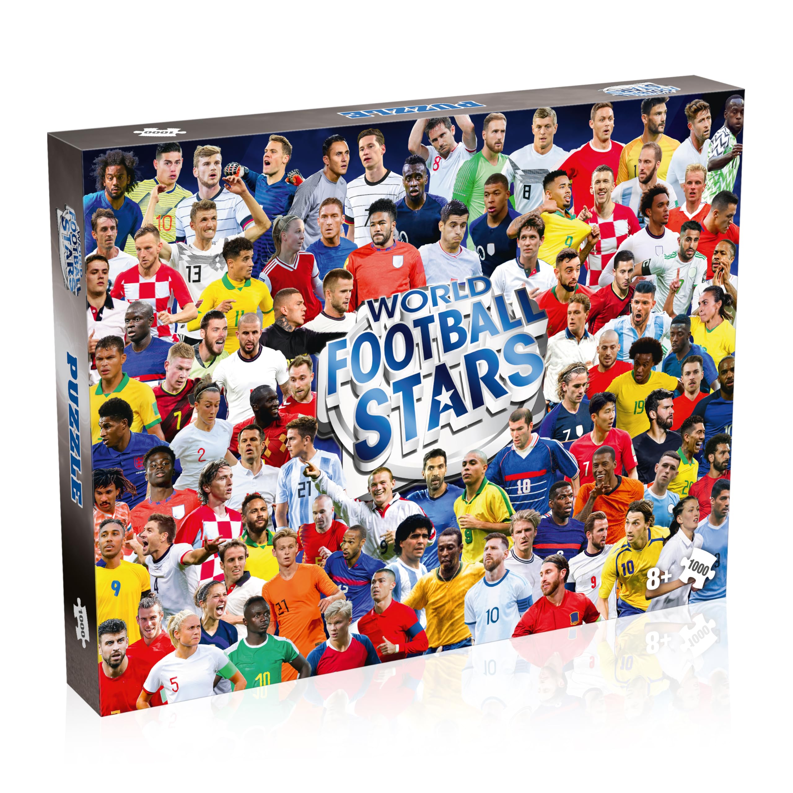 Winning Moves World Football Stars 1000 Piece Jigsaw Puzzle Game, Piece together football players including Harry Kane, Pele, Maradona, Lucy Bronze and Carli Lloyd, For players aged 4 plus