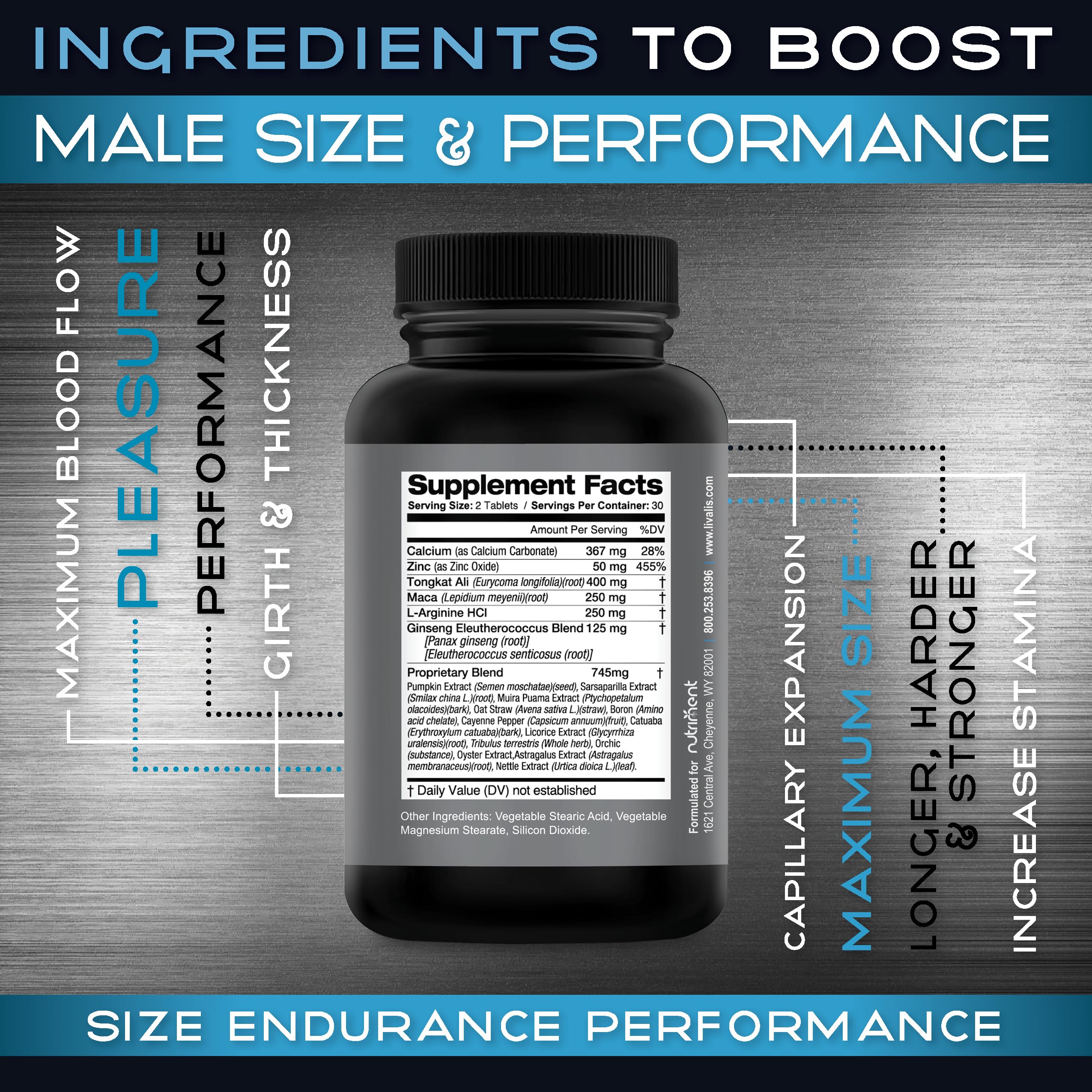 Livalis Male Enlargement Supplement – Formulated for Enhanced Performance, Stamina, Vitality, and Confidence – Promotes Healthy Blood Flow and Hormonal Balance – Add Inches Fast