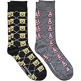 Hyp Spongebob Squarepants and Patrick Argyle Men's Crew Socks 2 Pair Pack