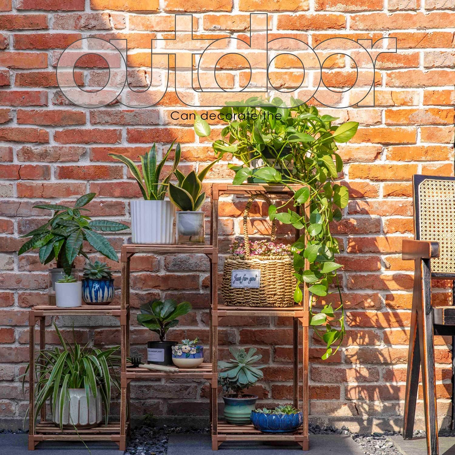 Plant Stands for Indoor Plants, Wood Outdoor Tiered Plant Shelf for Multiple Plants, 3 Tire 7 Potted Ladder Plant Holder Table Plant Pot Stand for Window Garden Balcony Patio Corner Living Room: Garden & Outdoor