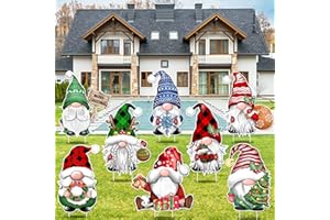TREWAVE Christmas Gnome Yard Signs 8 PCS, Props Stakes, Outdoor Lawn Decorations, Winter Home Pathway Walkway Decor