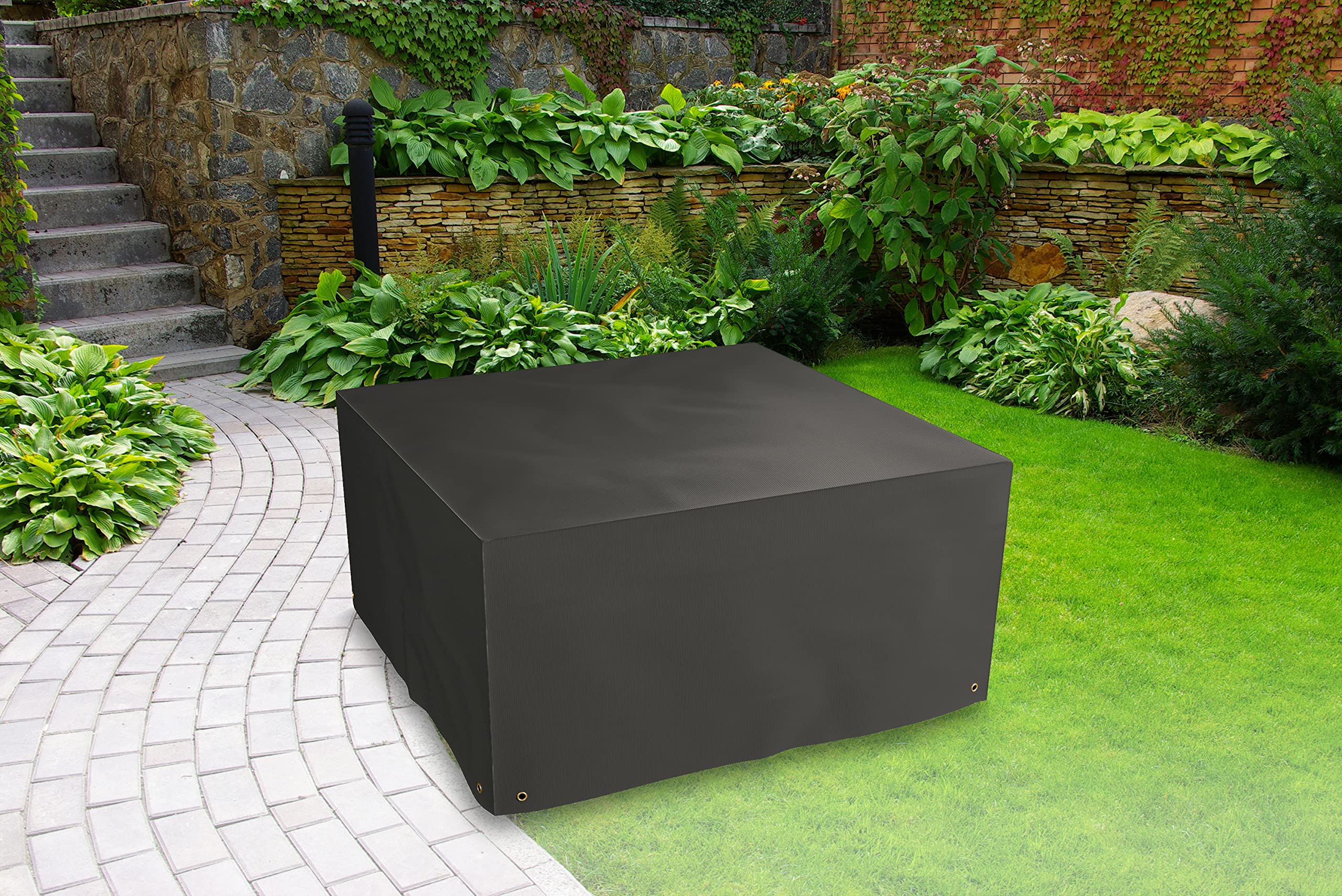 Bosmere Protector 6000 | Rectangular Coffee Table + Chairs Cover | L 212cm W 132cm H 65cm | 100% Waterproof, UV Protected, Heavy Duty 600D | 6 Year Guarantee | M660, Black