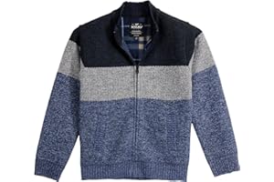 X RAY Boys (6-12) Full Zip Fleece Flannel Lining Sweater, Kids Mock Neck Knit Sweater for Spring, Fall and Winter
