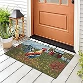 Liora Manne ESENCIA Indoor/Outdoor Power Loomed Latex Back Non Slip Mat - Transitional Whimsical (Rooster Farm Blue) (2'5" x 