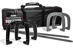 Franklin Sports Horseshoes Sets - Metal Horseshoe Game Sets for Adults + Kids - Official Weight Steel Horseshoes - Beach + Lawn Horseshoes Sets - Sets Include (4) Horseshoes and (2) Ground Stakes