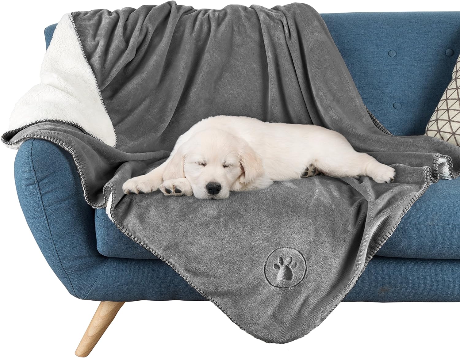 Waterproof Pet Blanket-50”x 60” Soft Plush Throw Protects Couch, Chairs, Car, Bed from Spills, Stains, or Pet Fur-Machine Washable by Petmaker (Gray): Home & Kitchen