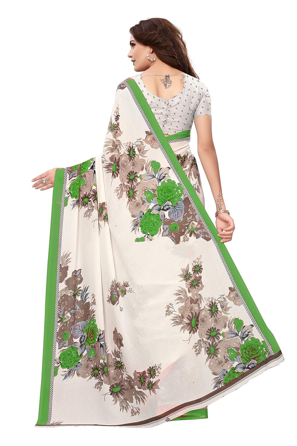 anni designer georgette saree with blouse piece