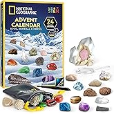 NATIONAL GEOGRAPHIC Rock Collection Advent Calendar 2025 - Advent Calendar for Kids with 24 Gemstones, Minerals & Fossils for Kids, Complete Gem & Fossil Collection Christmas Countdown Calendar