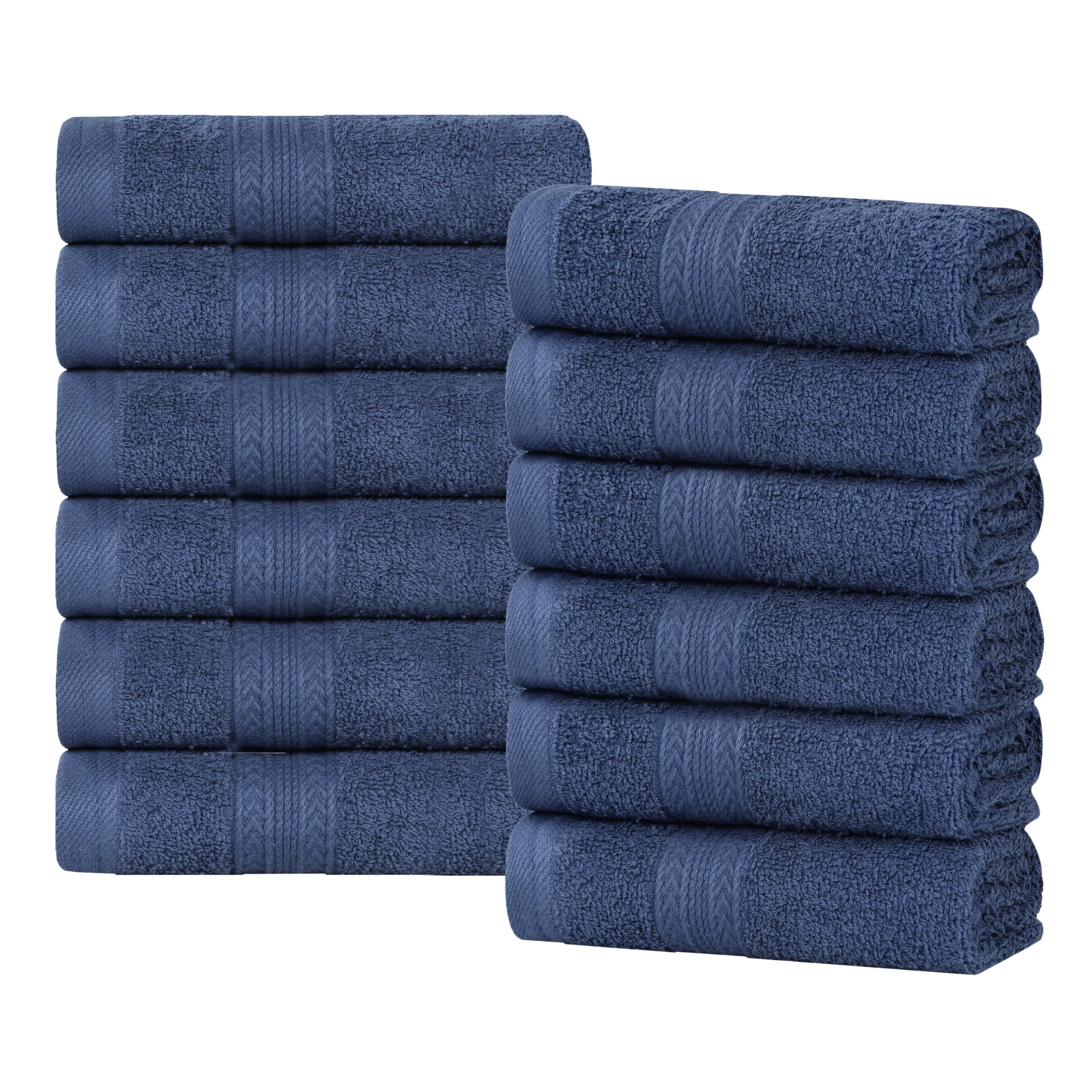 Superior Eco-Friendly Face Towel Set, Cotton 33 x 33 cm, Navy Blue, 12-Piece