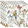 AnyDesign 100 Pack Bird Luncheon Napkins Watercolor Butterfly Flowers Paper Decorative Napkins Disposable Dessert Dinner Hand Napkin for Wedding Tea Party Dining Supplies, 6.5 x 6.5 Inch